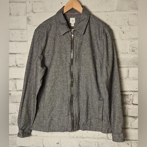 River Island Mens Textured Zip Jacket Gray Check Woven Smart Casual L